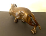 Schleichender Tiger in Bronze gegossen signiert S.Melani -Nachguss