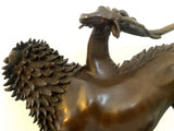 Bronze figure - Chimera of Arezzo - in bronze on marble base