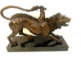 Bronze figure - Chimera of Arezzo - in bronze on marble base