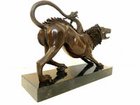 Bronze figure - Chimera of Arezzo - in bronze on marble base