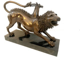 Bronze figure - Chimera of Arezzo - in bronze on marble base