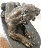 Bronze Tiger Skulptur signiert A.L.Barye auf Marmorsockel