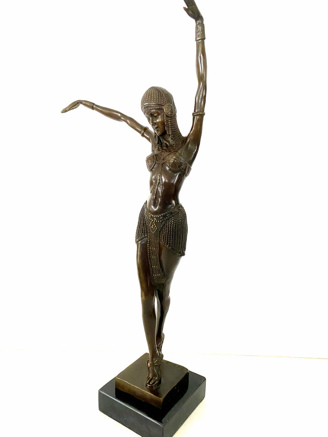 Danseuse Art Déco en bronze signée Chiparus sur socle en marbre - refonte