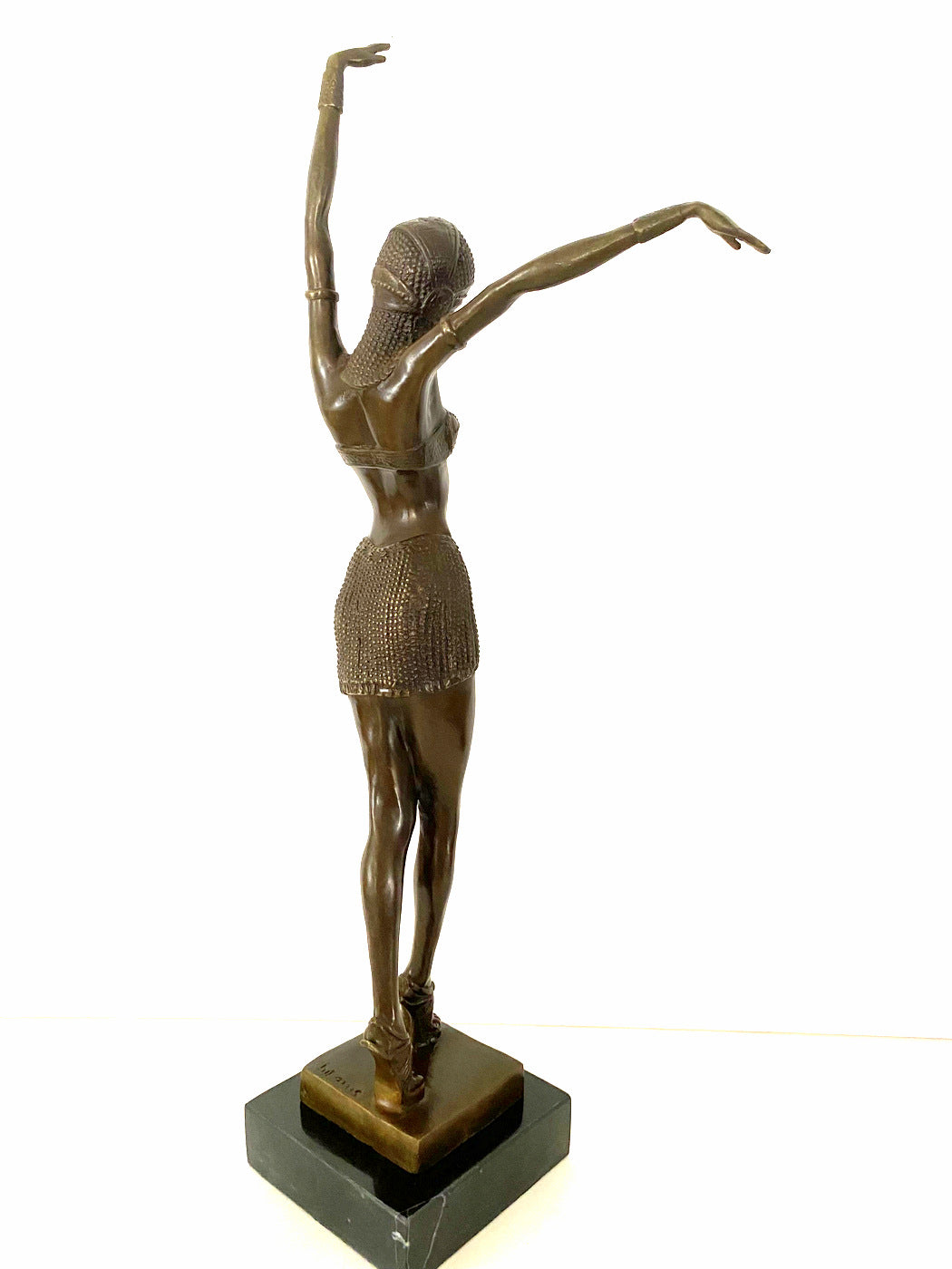 Art Deco Bronze Dancer signed Chiparus on marble base - Recast