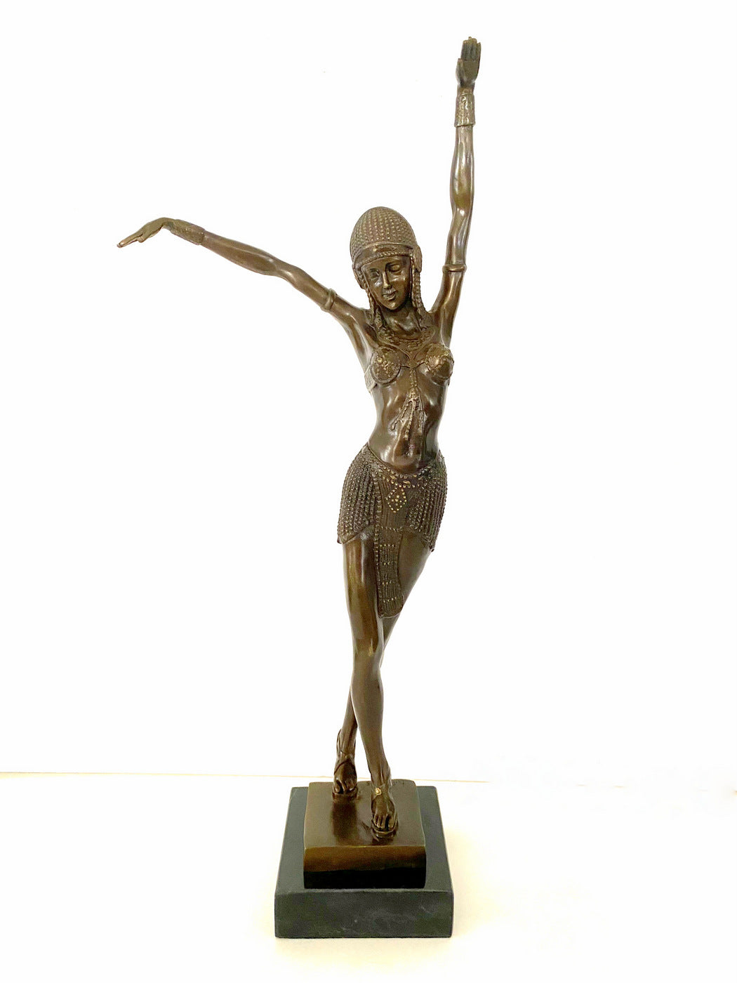 Art Deco Bronze Dancer signed Chiparus on marble base - Recast