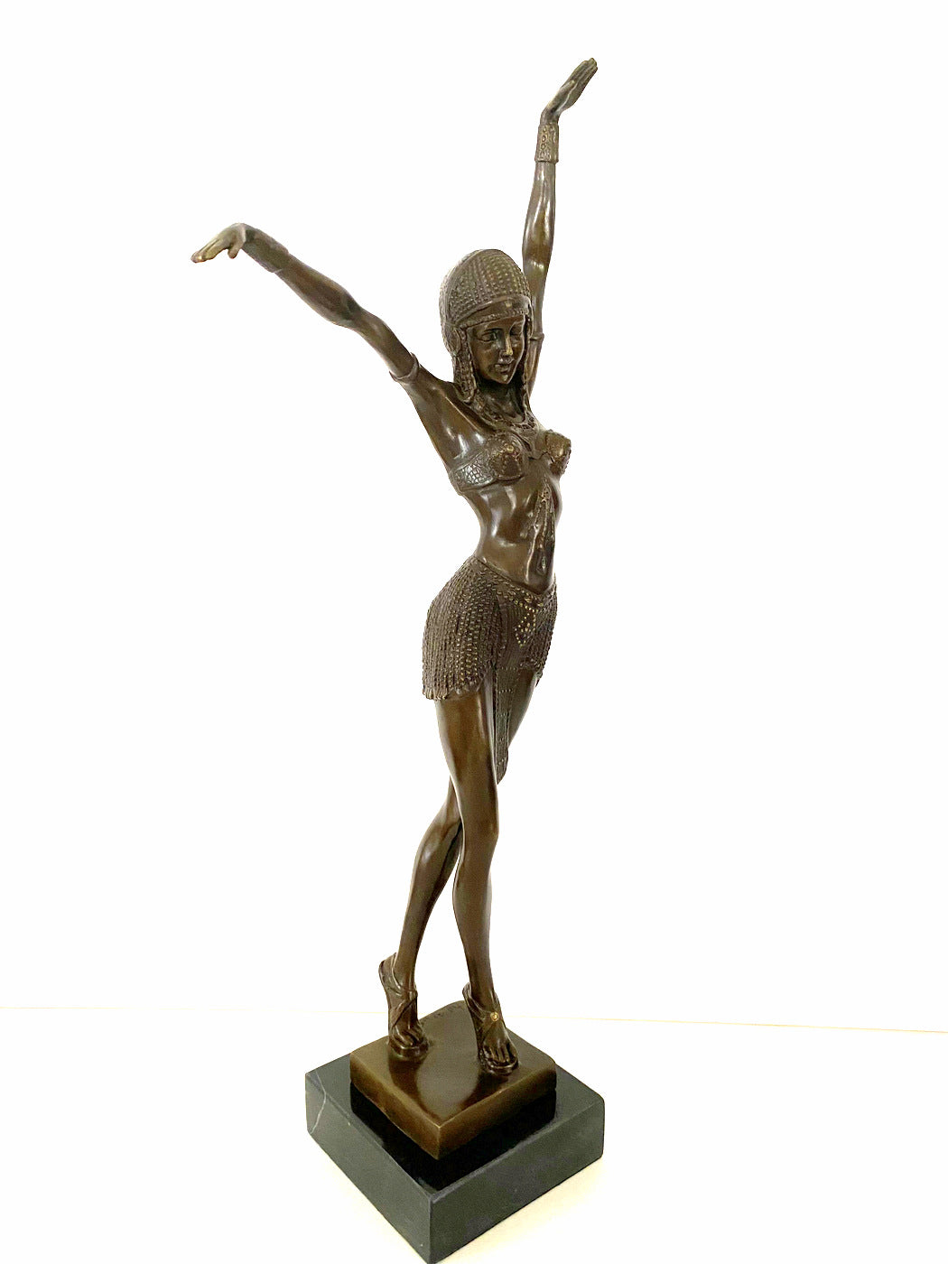 Danseuse Art Déco en bronze signée Chiparus sur socle en marbre - refonte