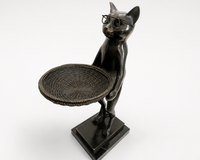 Animal ludique bronze couché chat en bronze lisant un livre serre-livres 3 kg
