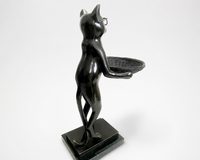 Animal ludique bronze couché chat en bronze lisant un livre serre-livres 3 kg