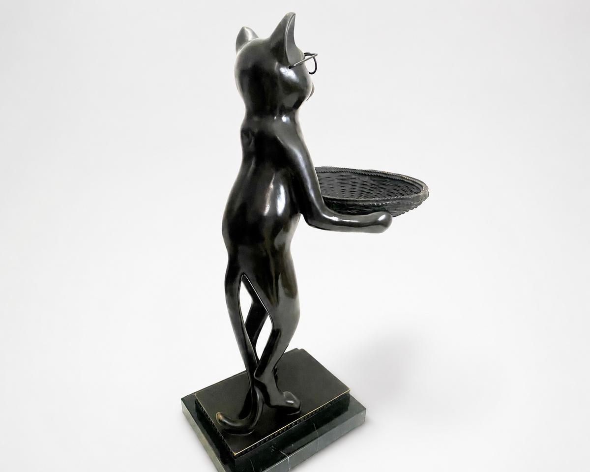 Animal ludique bronze couché chat en bronze lisant un livre serre-livres 3 kg
