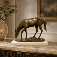 Pferd Figur aus Bronze – Pferdeskulptur nach Pierre-Jules Mêne auf Marmorsockel