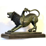 Bronze figure - Chimera of Arezzo - in bronze on marble base