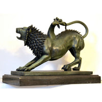 Bronzefigur - Chimäre von Arezzo - in  Bronze auf Marmorsockel