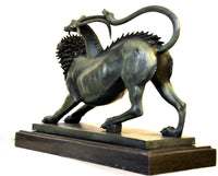 Bronze figure - Chimera of Arezzo - in bronze on marble base