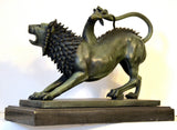 Bronze figure - Chimera of Arezzo - in bronze on marble base