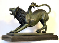 Bronze figure - Chimera of Arezzo - in bronze on marble base