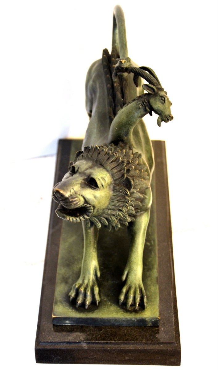 Bronze figure - Chimera of Arezzo - in bronze on marble base