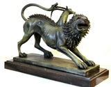 Bronze figure - Chimera of Arezzo - in bronze on marble base