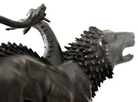 Bronze sculpture - Chimera of Arezzo - in bronze on marble base