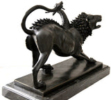 Bronze sculpture - Chimera of Arezzo - in bronze on marble base