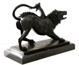 Bronze sculpture - Chimera of Arezzo - in bronze on marble base