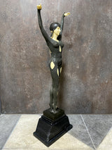 Art Deko Bronze Skulptur signiert D.H.Chiparus mit Elfenbein Imitat