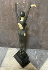 Art Deko Bronze Skulptur signiert D.H.Chiparus mit Elfenbein Imitat