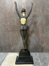 Art Deko Bronze Skulptur signiert D.H.Chiparus mit Elfenbein Imitat