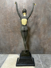 Art Deko Bronze Skulptur signiert D.H.Chiparus mit Elfenbein Imitat