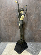 Art Deko Bronze Skulptur signiert D.H.Chiparus mit Elfenbein Imitat