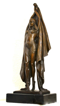 Bronzefigur Frau – Art Deco Bronze Tänzerin auf Marmorsockel nach D. H. Chiparus