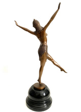Bronze Ballerina Figur – seitliche Tanzpose mit erhobenen Armen auf Marmorsockel
