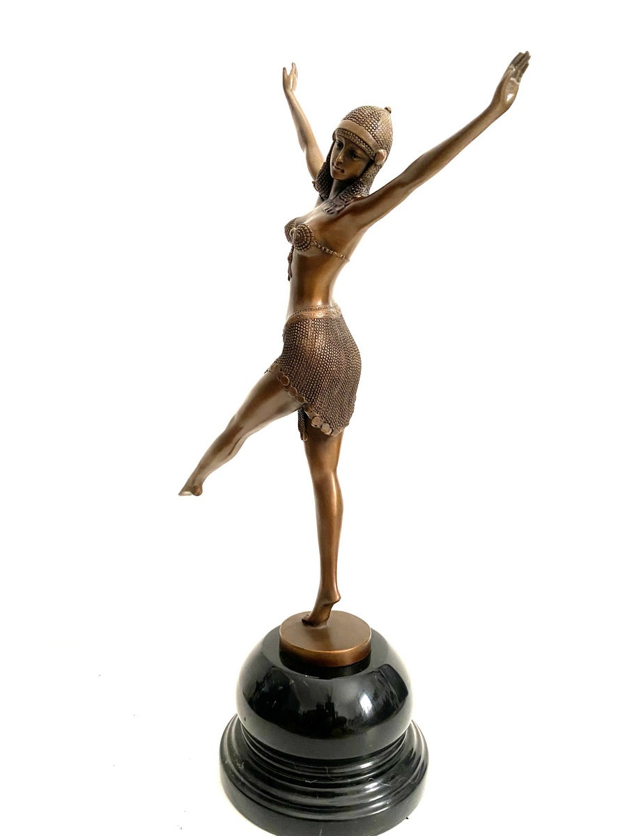 Bronze Tänzerin Figur – weitere Gesamtansicht der dynamischen Art-Déco-Tanzpose