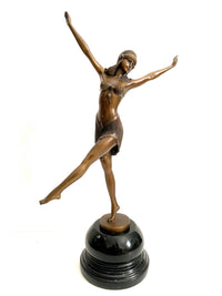 Art-Déco-Tänzerin aus Bronze – Palmyra Ballerina nach D. H. Chiparus auf Marmorsockel