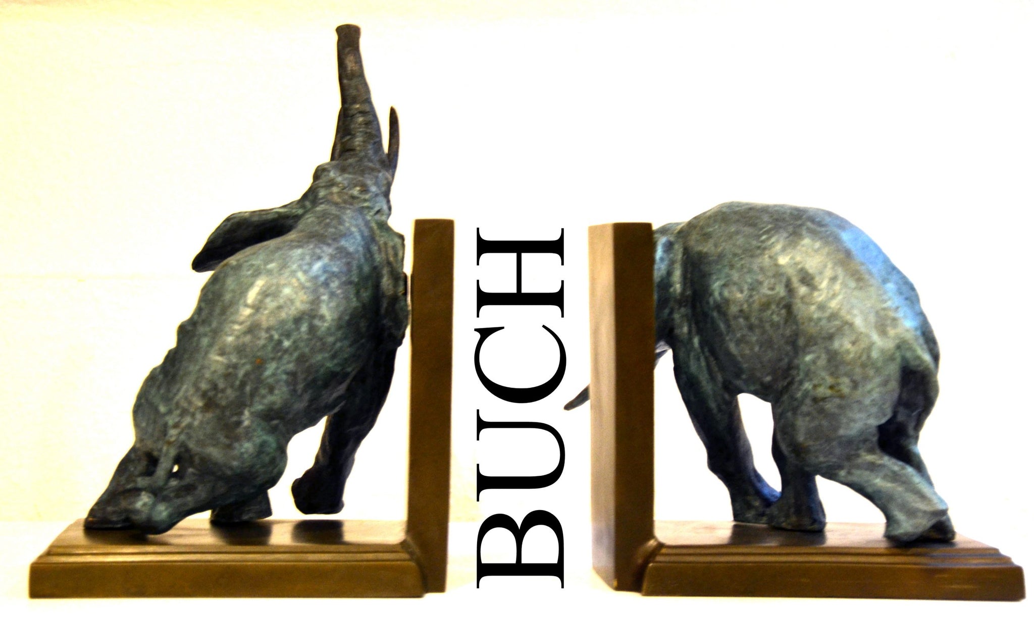 Ein Paar Bronze Elefanten Buchstützen signiert Ary Bitter