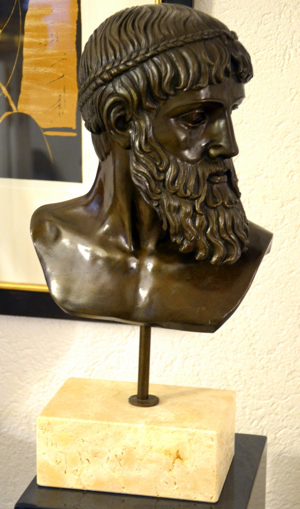 Poseidon Bronze Bust - Greek Mythology on Base