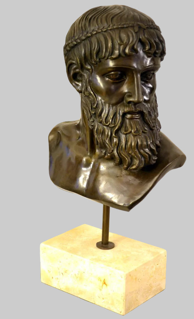 Poseidon Bronze Büste - Griechische Mythologie auf Sockel