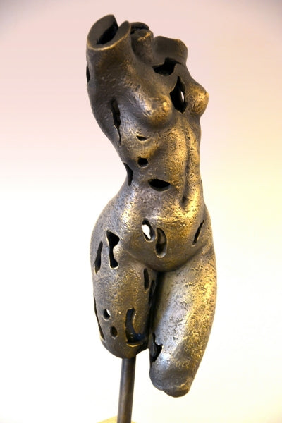 Bronze Nude - Female Bronze Torso on Marble Base with Artist Signature