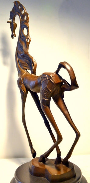 Syrealistic Bronze Horse with Artist Signature - Homage to S. Dali