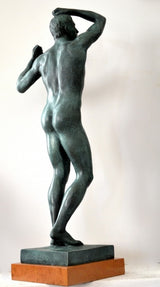 Bronze figure - The Age of Bronze - signed Rodin on marble base