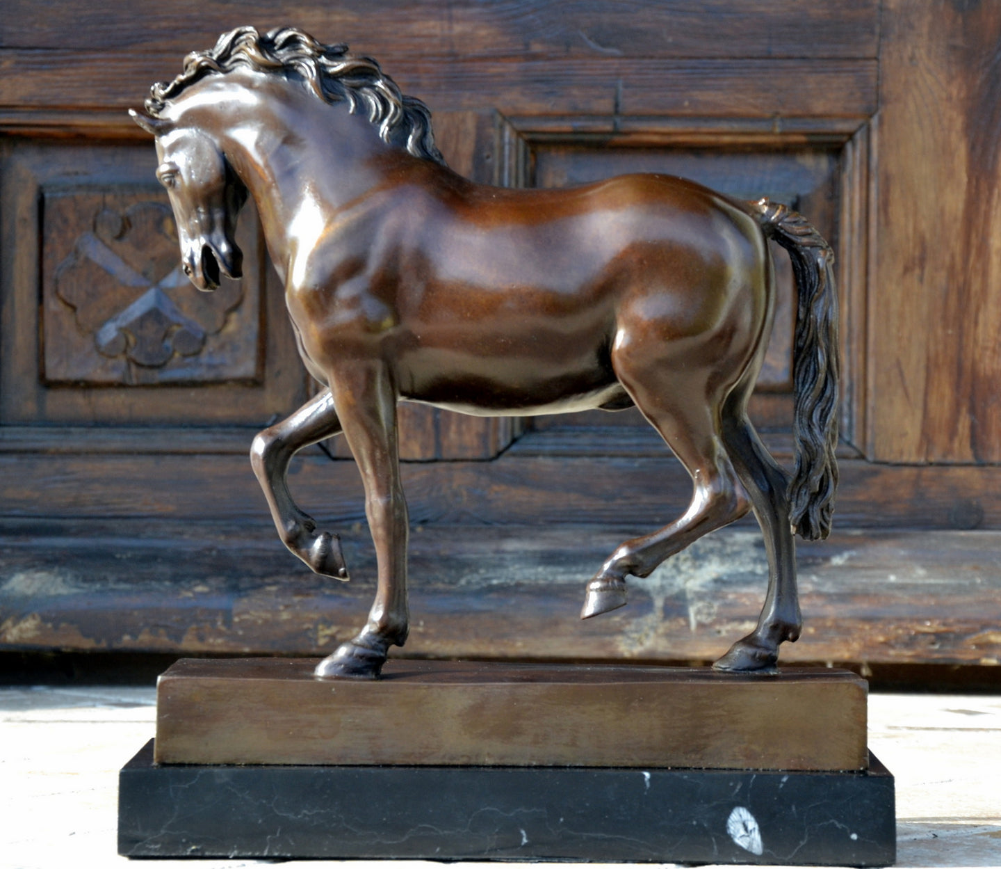 Figure en bronze - Le cheval Médicis en bronze signé Giovanni da Bologna