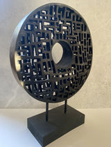 Abstract Bronze Sculpture Circular Representation with Artist Signature