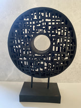 Abstract Bronze Sculpture Circular Representation with Artist Signature