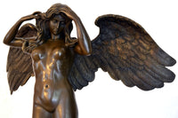 Large bronze angel signed Weinmann on marble base 