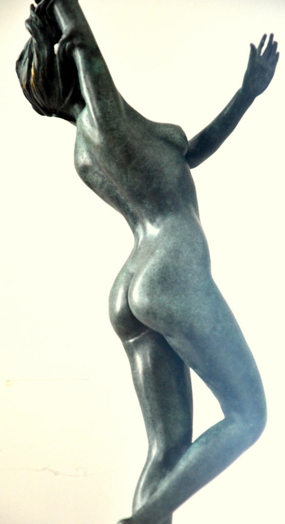 Art Nouveau nude bronze sculpture signed Frishmuth on marble base