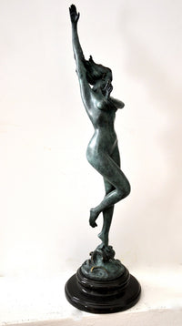 Art Nouveau nude bronze sculpture signed Frishmuth on marble base