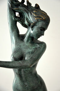 Art Nouveau nude bronze sculpture signed Frishmuth on marble base