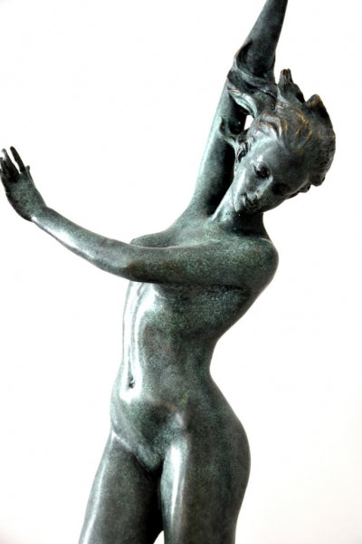 Art Nouveau nude bronze sculpture signed Frishmuth on marble base