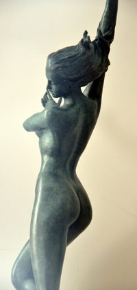 Art Nouveau nude bronze sculpture signed Frishmuth on marble base