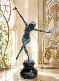 Tänzerin Skulptur aus Bronze – Art Déco nach Claire Colinet auf Marmorsockel