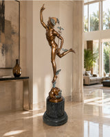 Hermes Statue aus Bronze – 2 Meter hoher Fliegender Merkur nach Giambologna